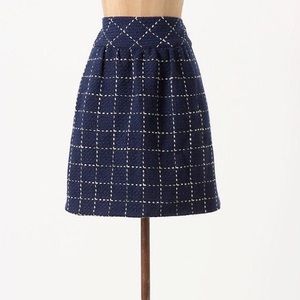Anthropologie Converging Bits Wool Plaid Skirt